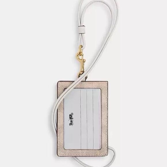 NWT COACH 63274 Signature Lanyard ID Badge Holder Gold/Sand/Chalk main image 7